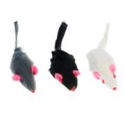 Игрушка для кошек Мышь натуральный мех, разноцветная 5 см (3 шт)
